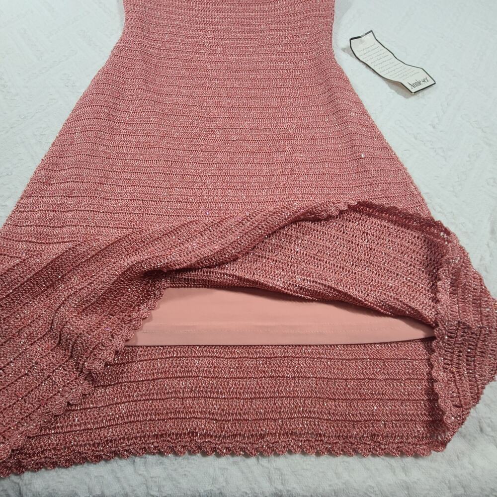 Basix II womens pink crochet beaded halter top dress Size Small Cocktail Party - Picture 8 of 14